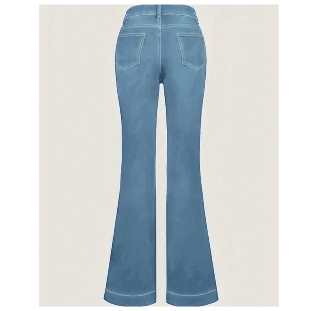 Light Wash High waisted Button Fly Flared
Leg Denim  Stretchy Jeans - Picture 3 of 3